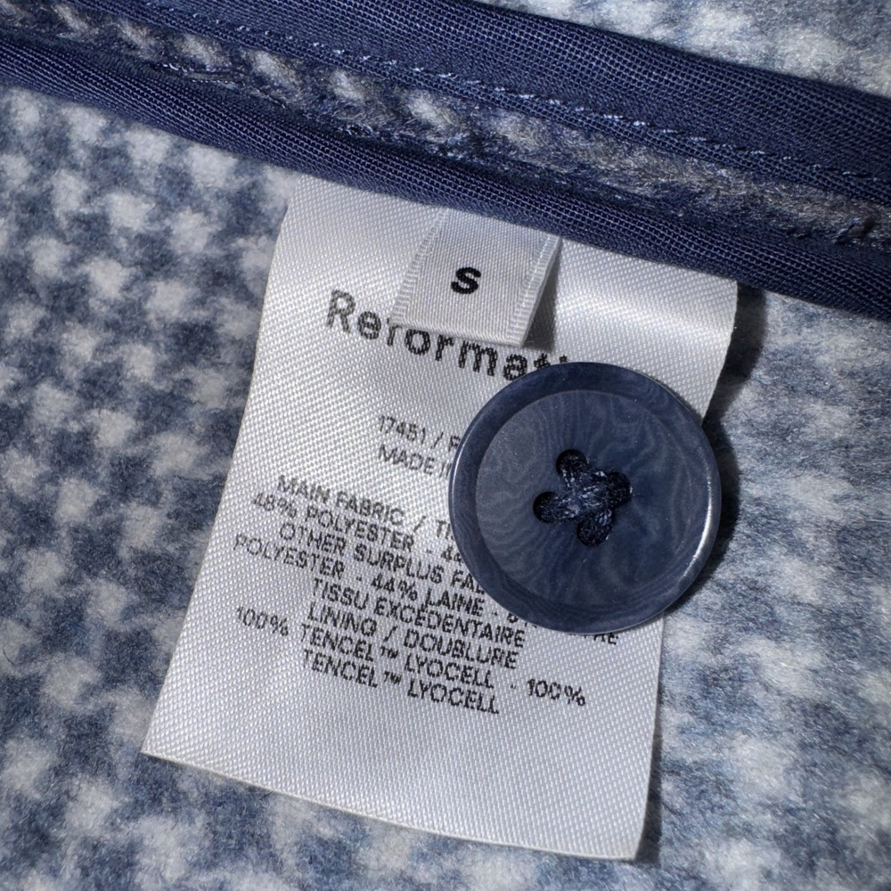 Reformation Giles Jacket Navy Plaid SZ S‎ Wool Blend Oversized Grunge Boxy EUC - Picture 5 of 10